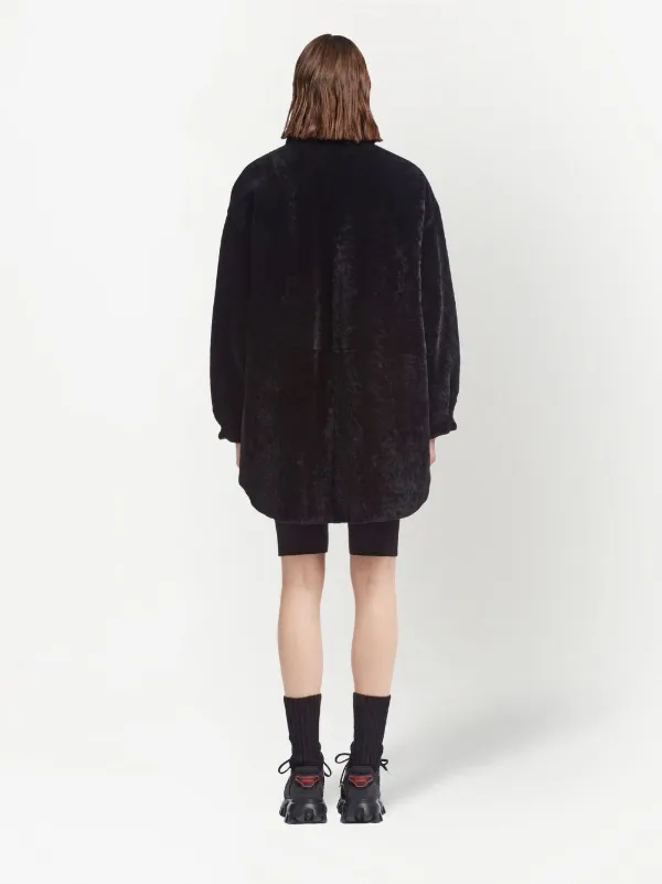 Prada triangle-logo Reversible Coat | Black | FARFETCH