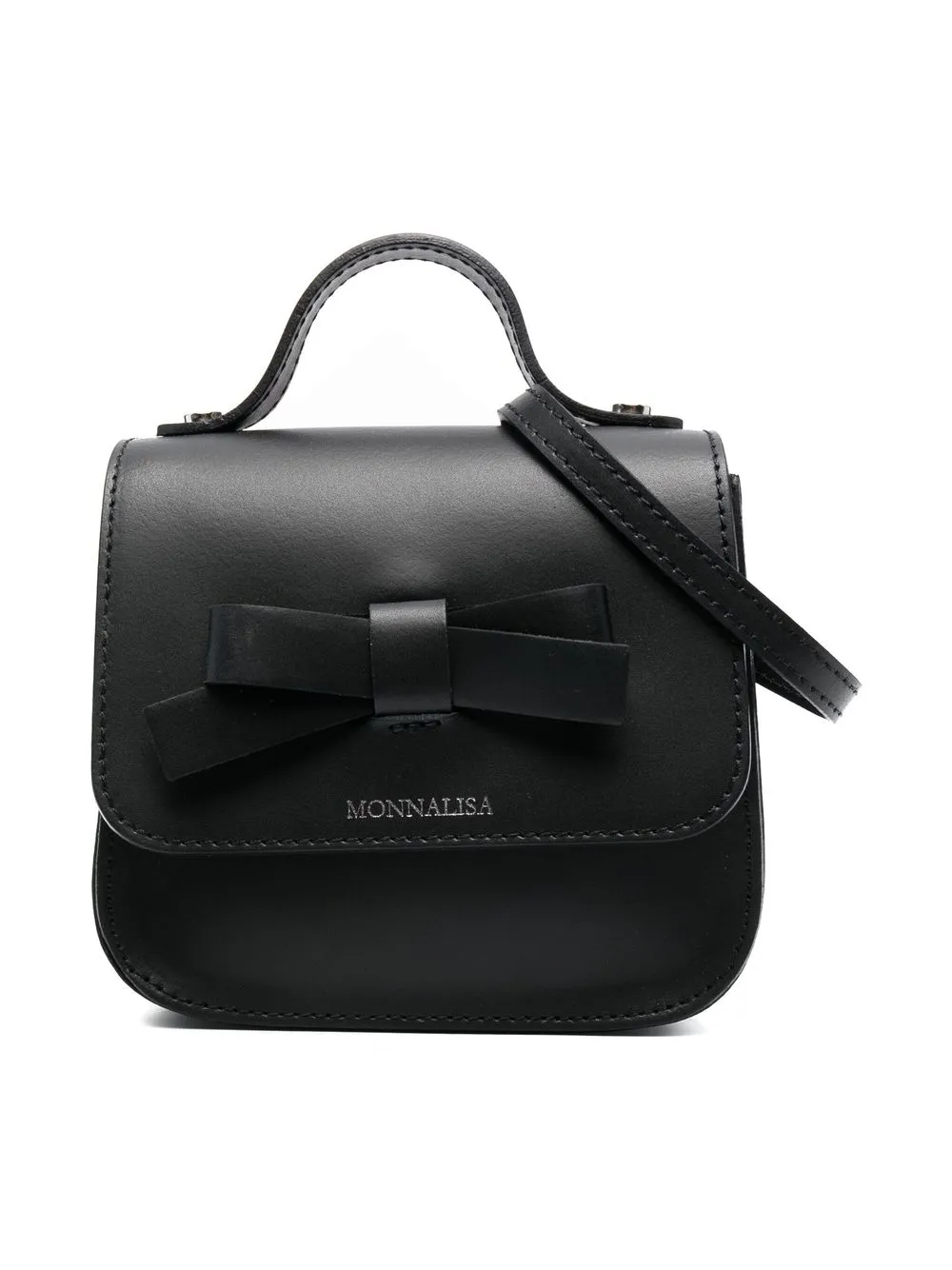 

Monnalisa bow-detail leather bag - Black