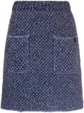 Ferragamo high-waisted tweed miniskirt - Blue