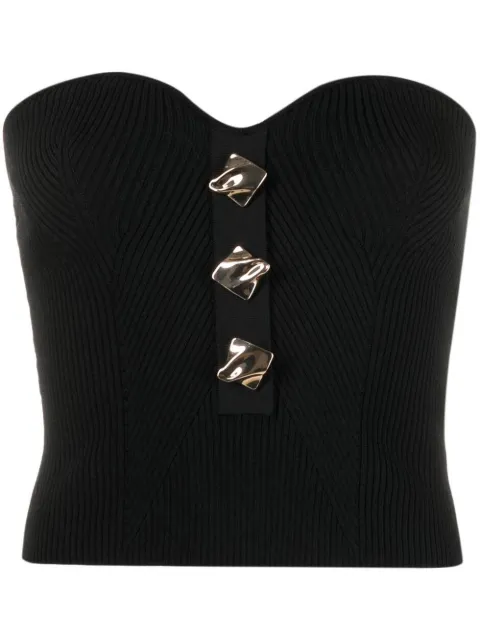 Self-Portrait strapless ribbed knitted top