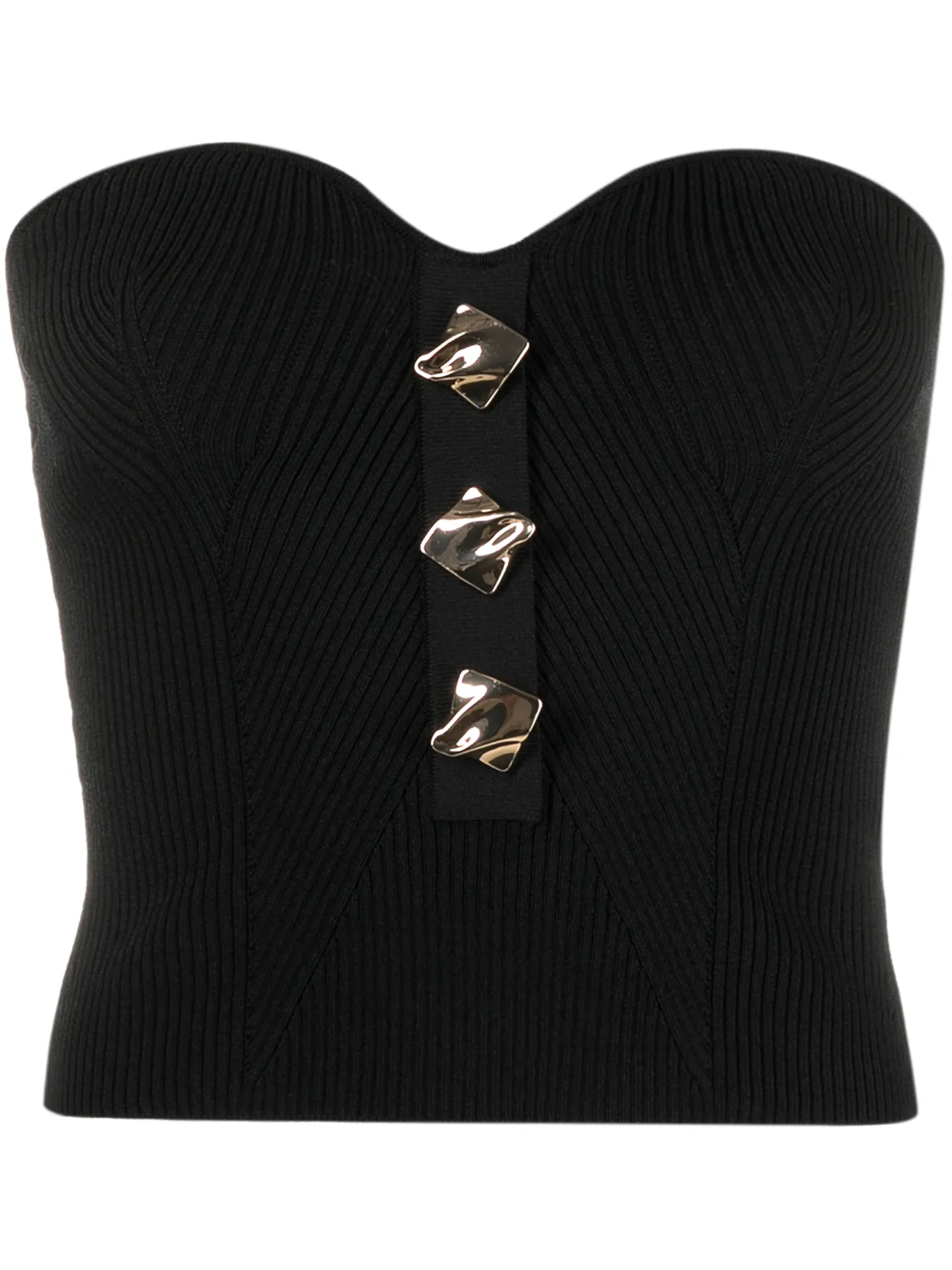 SelfPortrait strapless ribbed knitted top black MODES