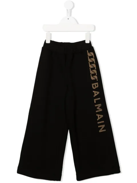 Balmain Kids stud-embellished logo-detail trousers