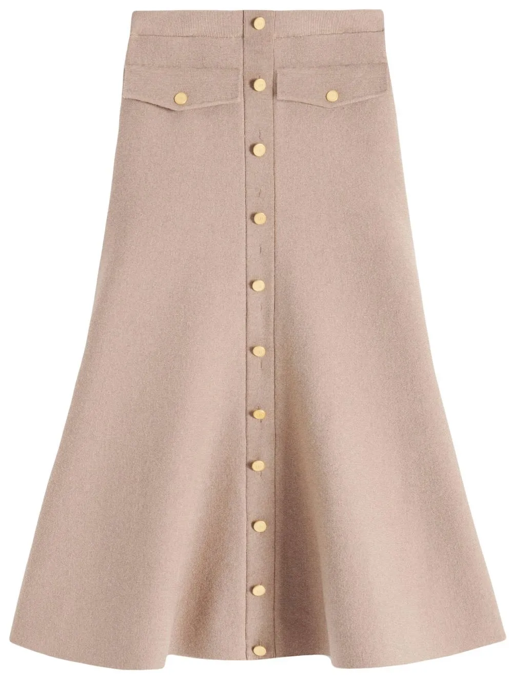 

Victoria Beckham button-detail merino midi skirt - Neutrals