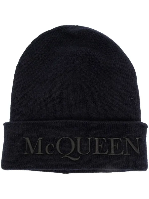 Alexander McQueen logo-print Cashmere Beanie | Blue | FARFETCH TR