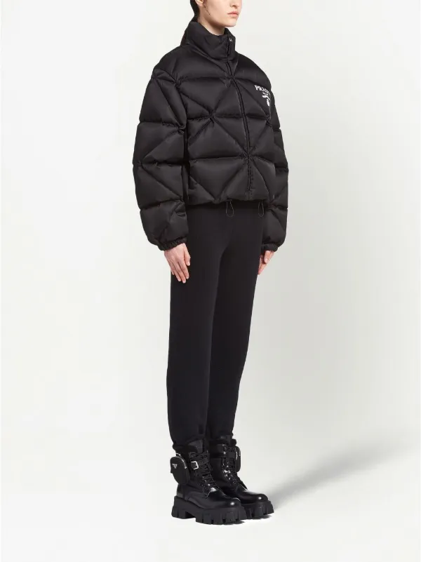 Re-Nylon Gabardine hooded down jacket