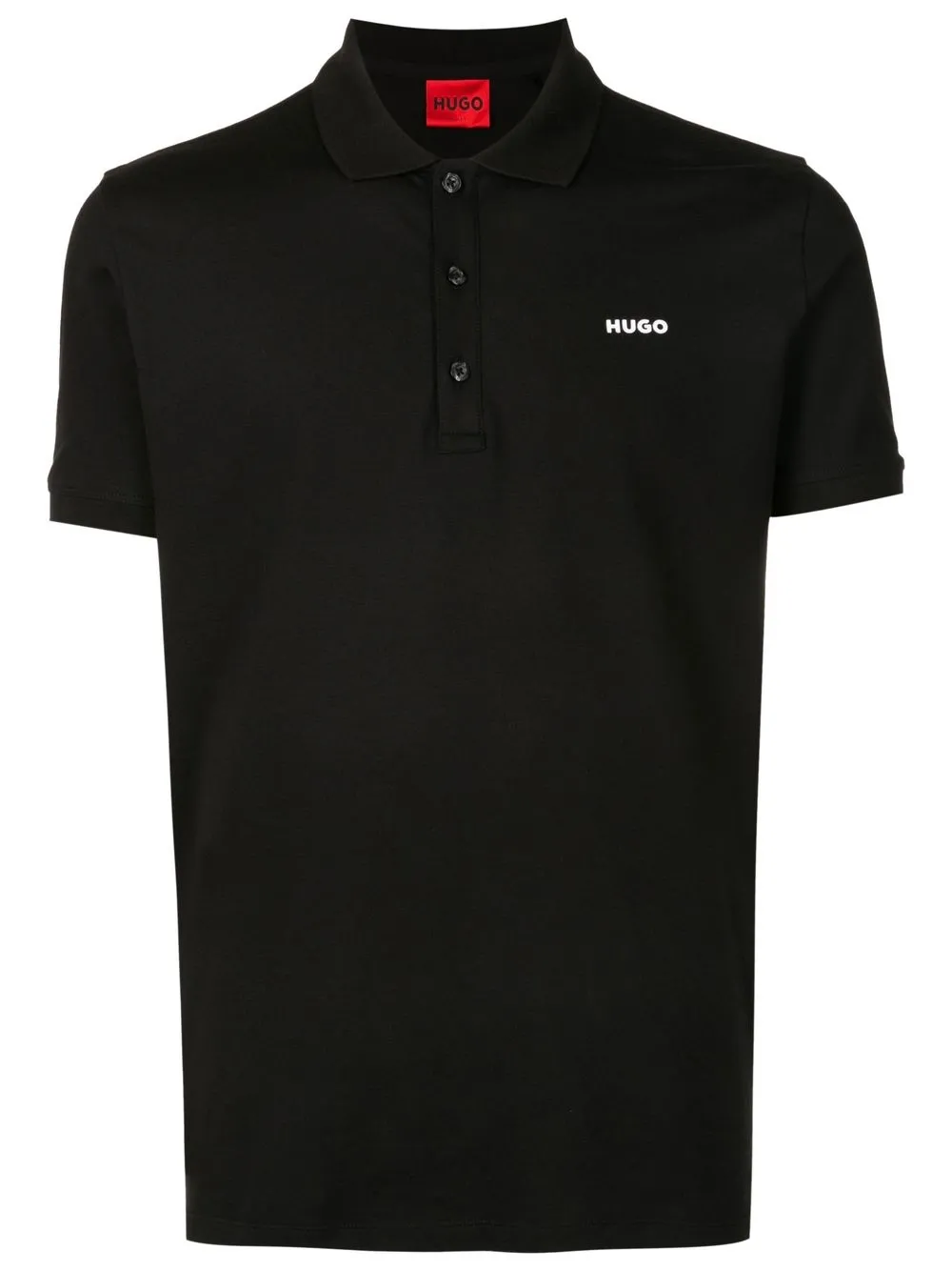 HUGO Camisa polo com logo bordado | Preto | Image 1