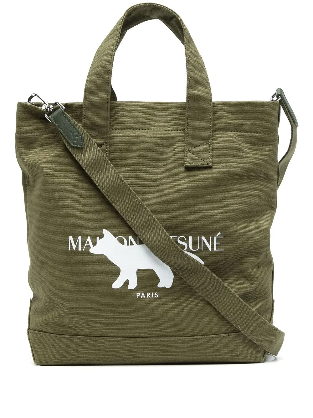

Maison Kitsuné logo-print tote bag - Green