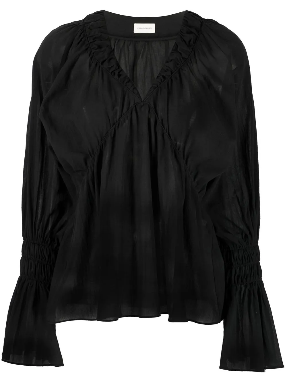 

By Malene Birger ruched V-neck blouse - Black