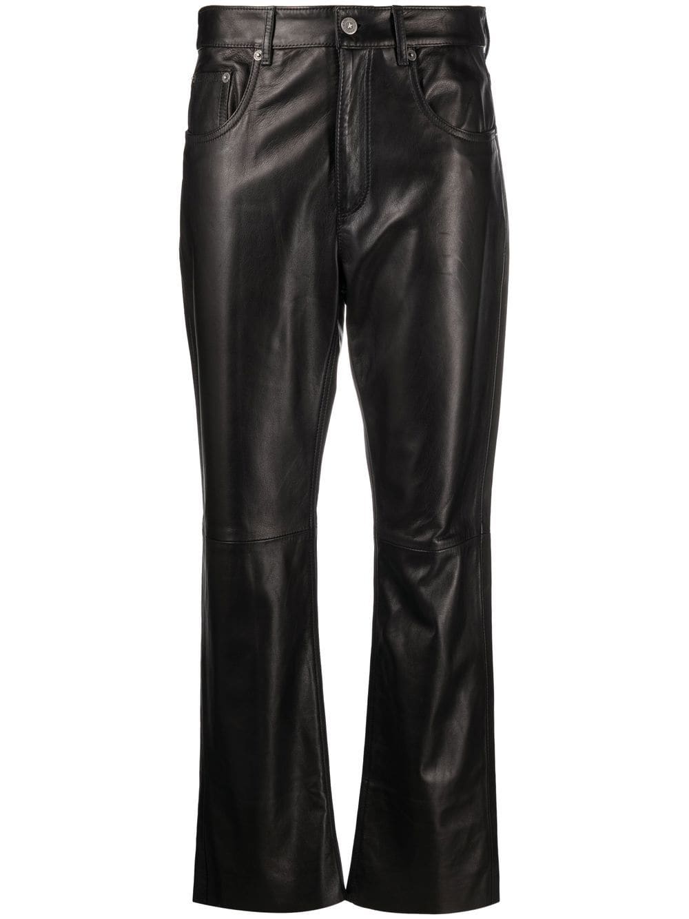 straight-leg leather trousers