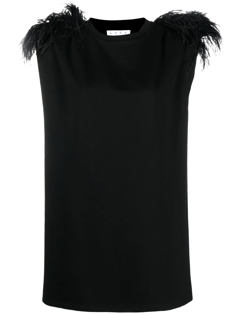 

AREA vestido midi con detalle de plumas - Negro