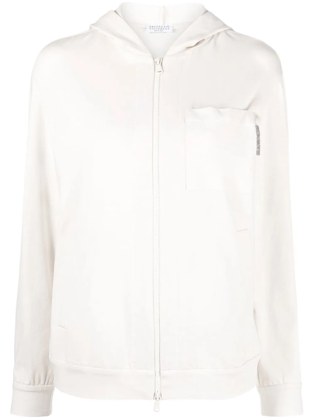 

Brunello Cucinelli shiny-tab zip-up hoodie - Grey