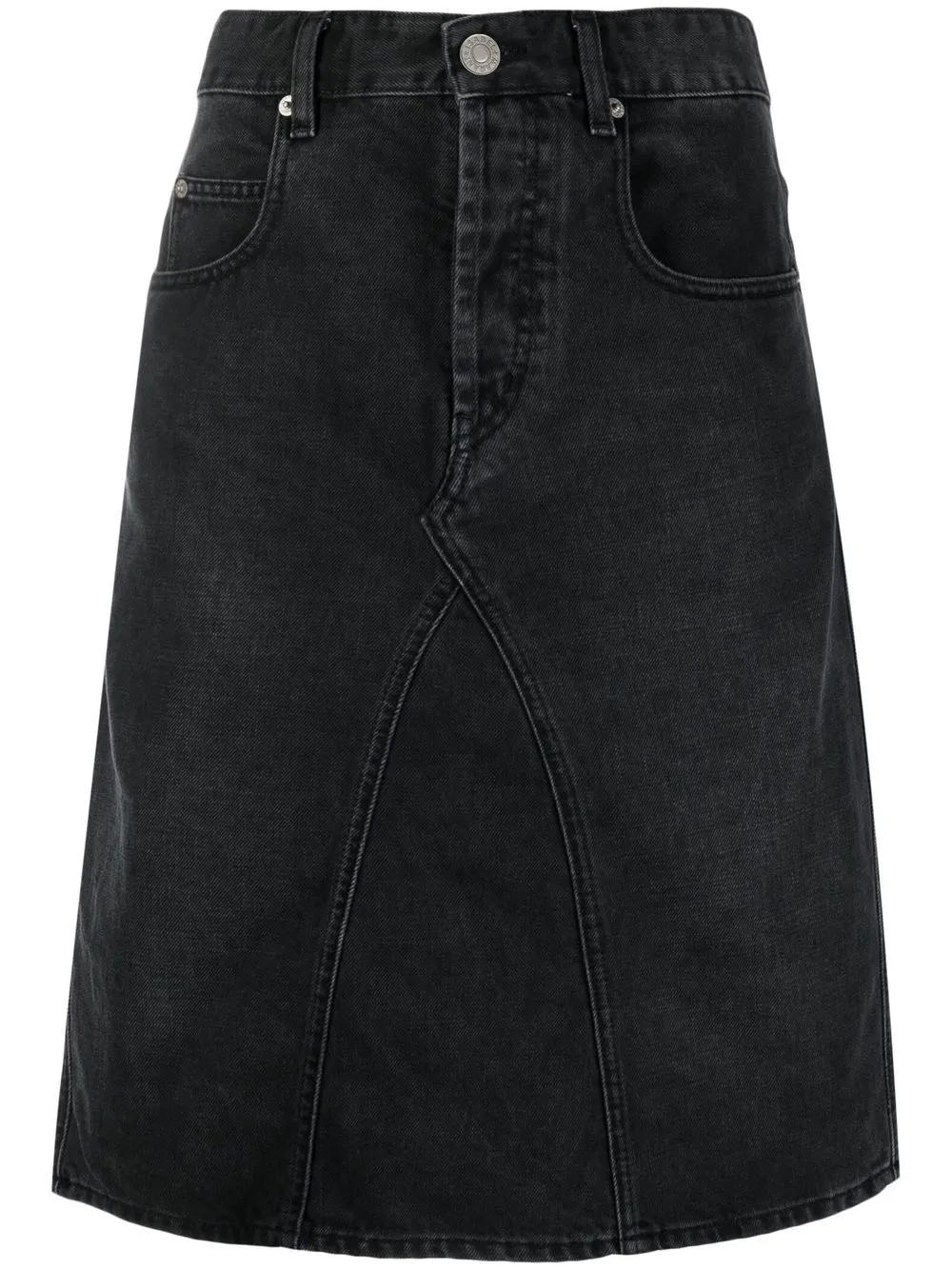 

Isabel Marant Étoile falda midi Fiali de mezclilla acampanada - Negro