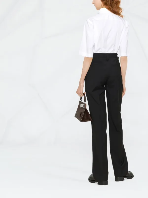 Prada Tailored logo-plaque Trousers | Black | FARFETCH