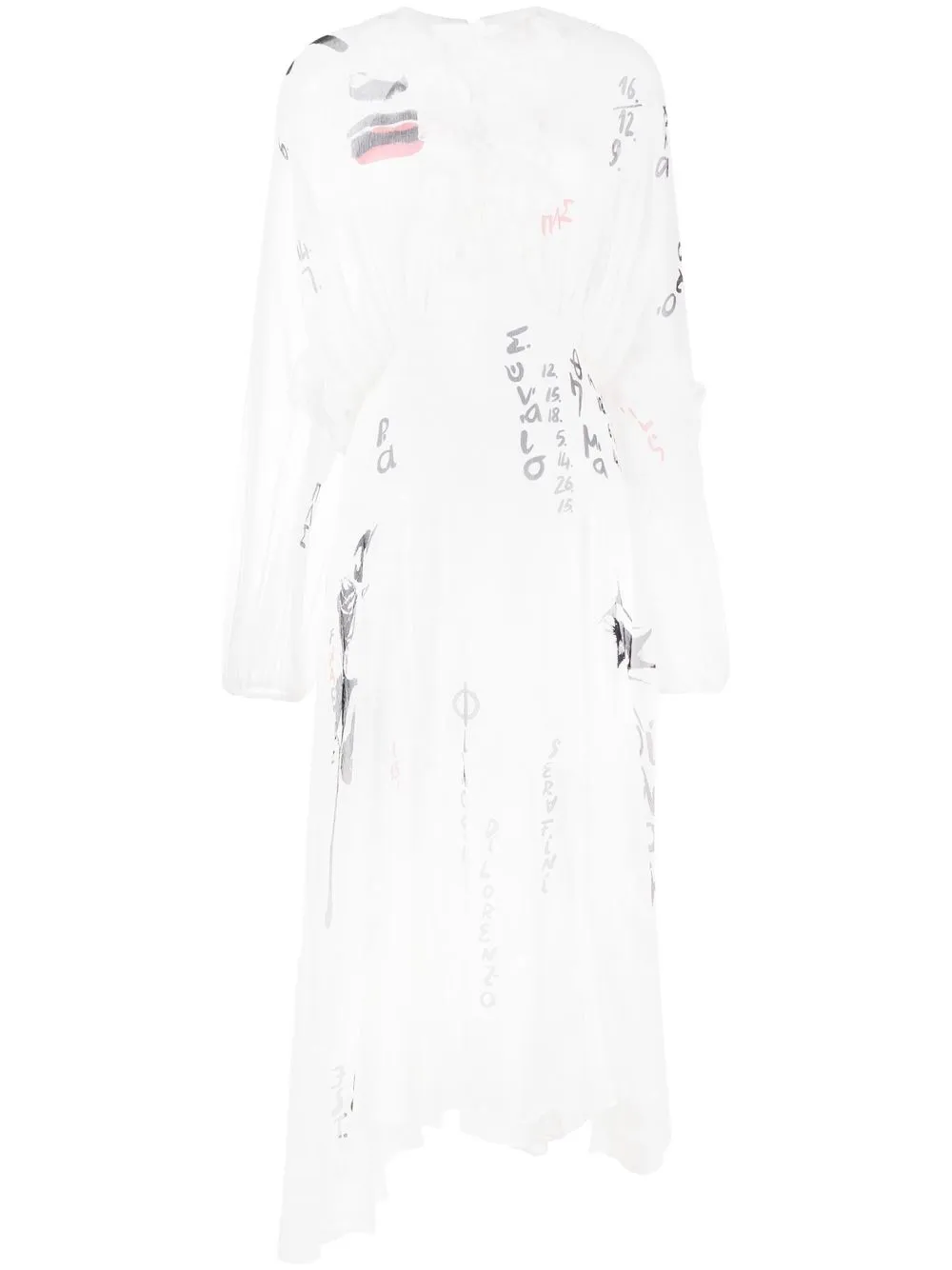 

Philosophy Di Lorenzo Serafini vestido midi semi transparente - Blanco