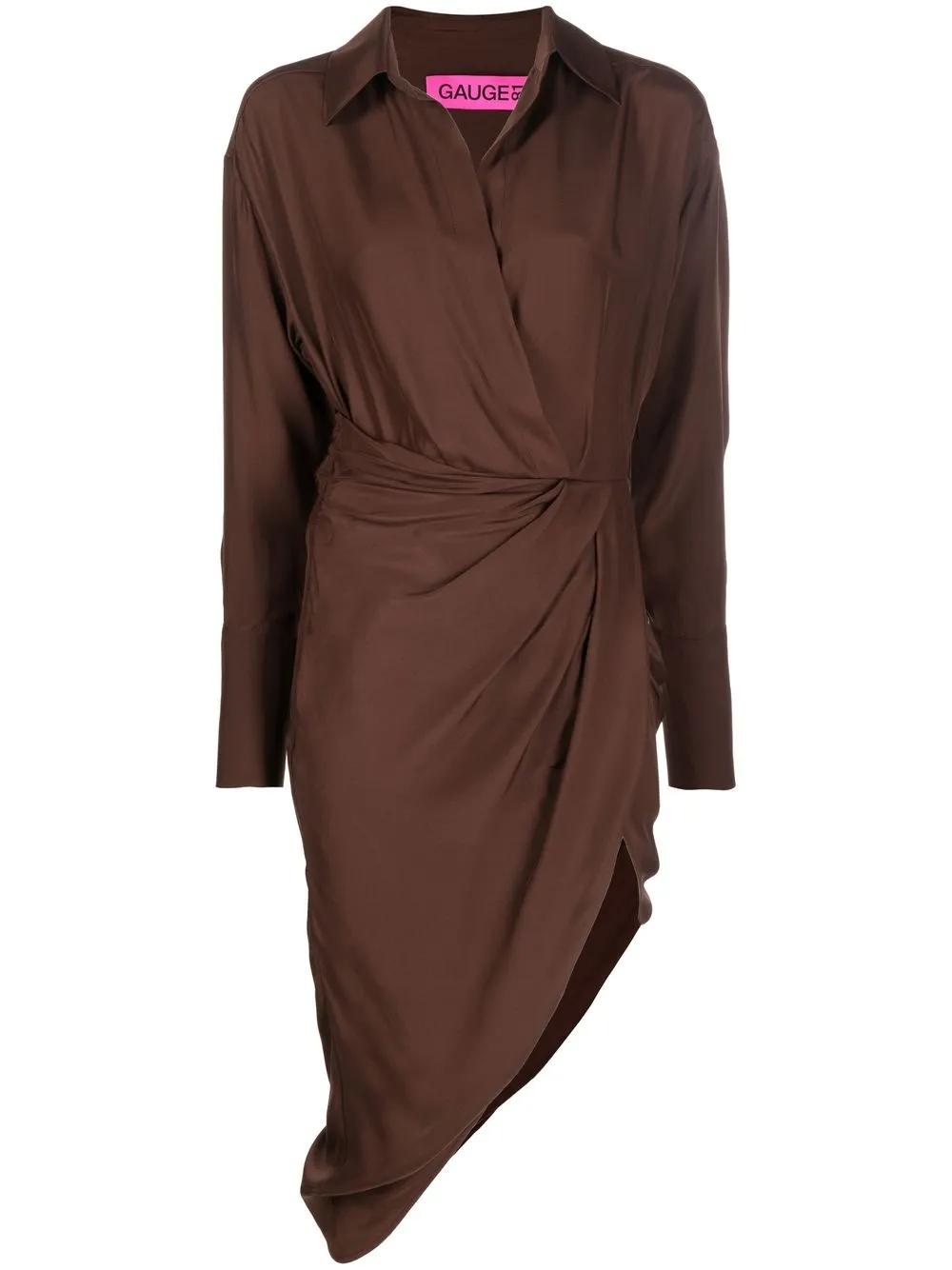 

GAUGE81 asymmetric wrap dress - Brown