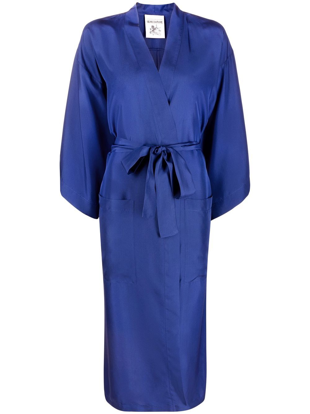 

Semicouture belted silk shirt dress - Blue