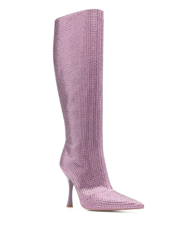 LIU JO rhinestone embellished 110mm knee high Boots Farfetch