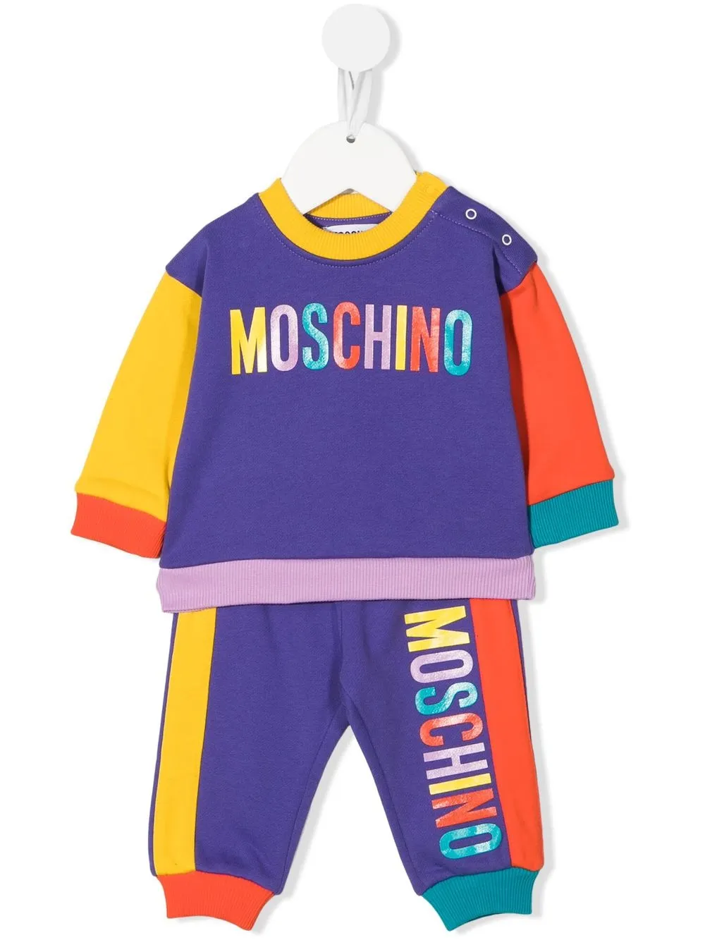 

Moschino Kids traje deportivo con diseño color block - Morado