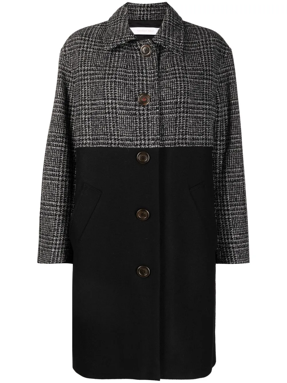 

See by Chloé two-tone single-breasted coat - Black