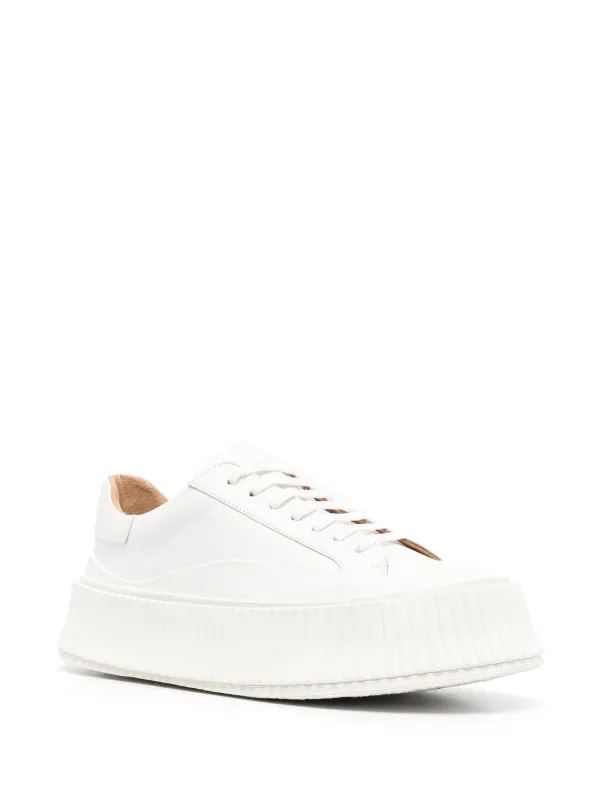 大人スニーカー♪【Jil Sander】レザーレースアップスニーカー Jil Sander レースアップ スニーカー | ニュートラル | FARFETCH JP