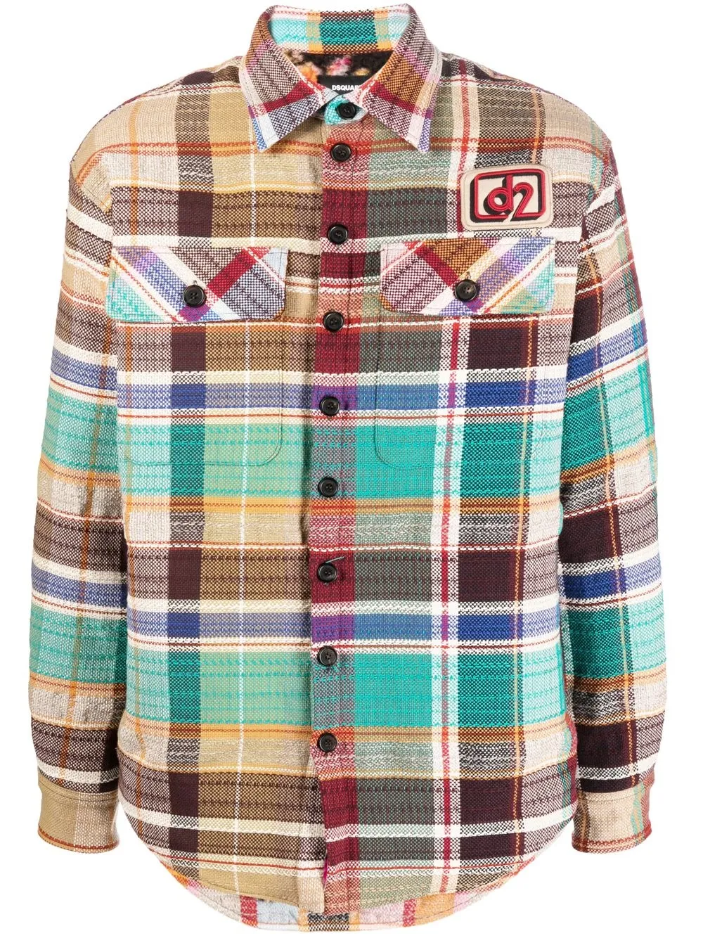 

Dsquared2 plaid logo-patch shirt