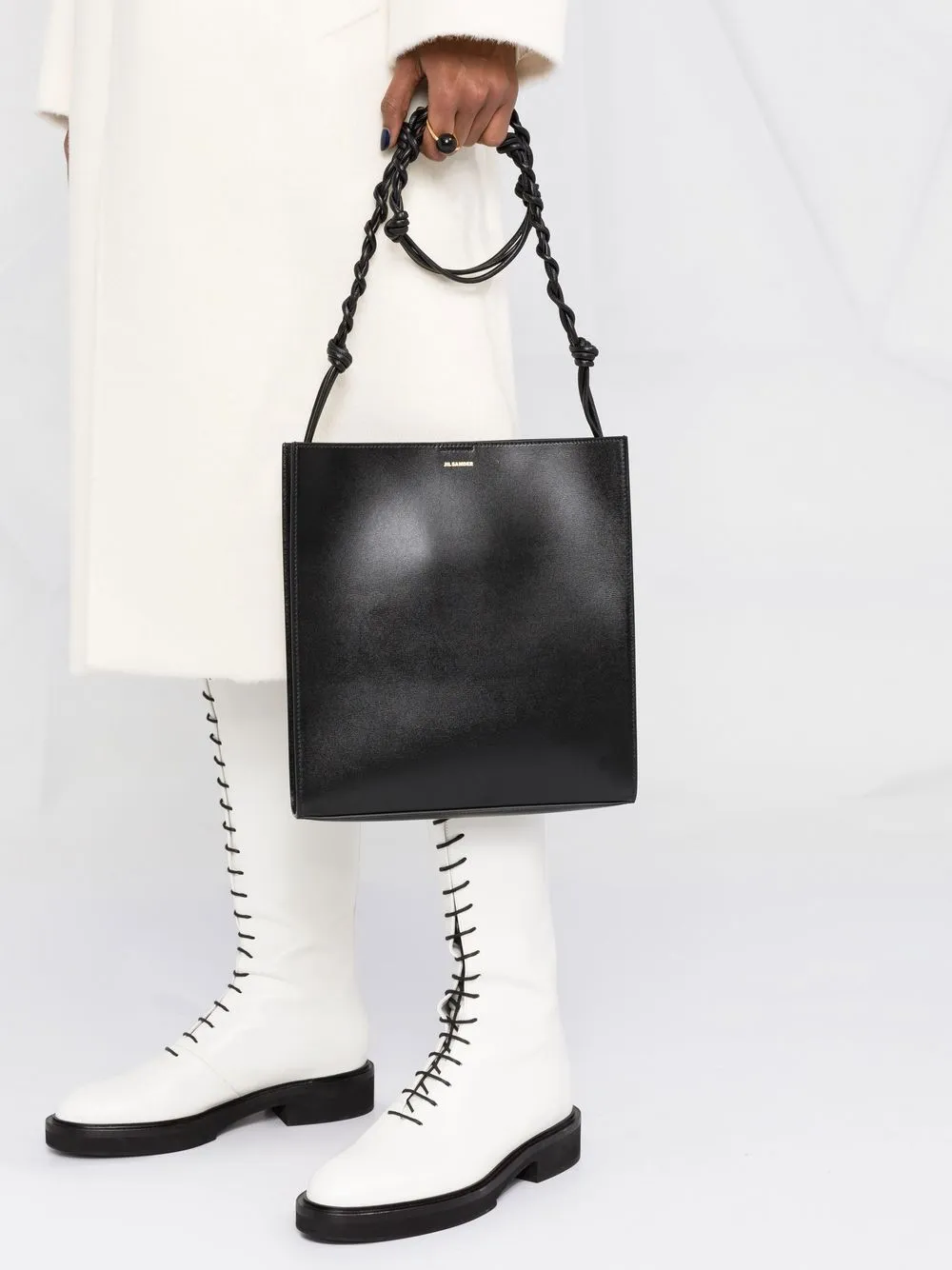  Jil Sander Schultertasche Mit Logo Print   Schwarz 