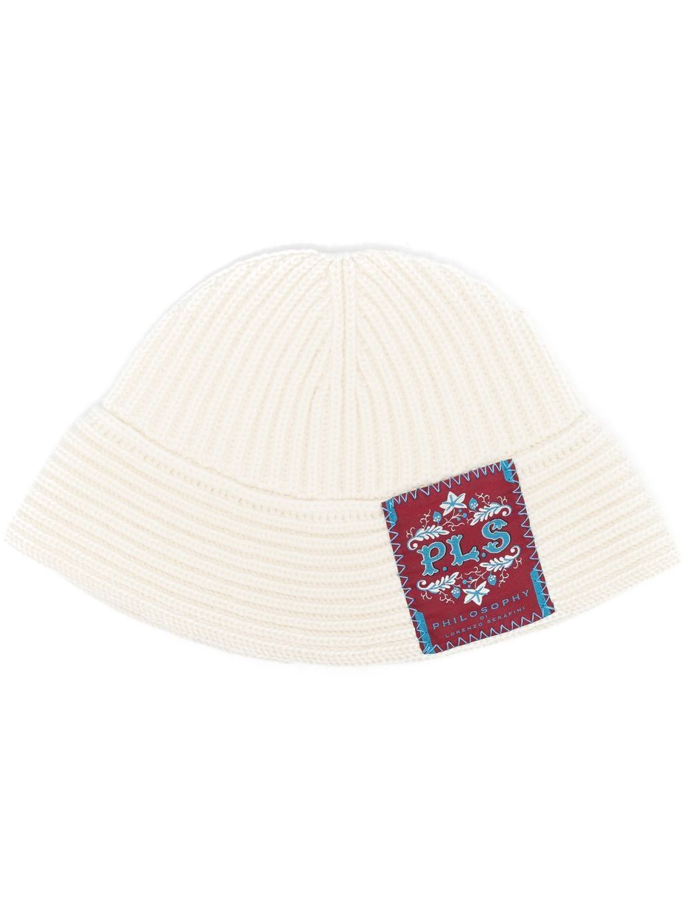 

Philosophy Di Lorenzo Serafini gorro tejido de canalé con parche del logo - Blanco