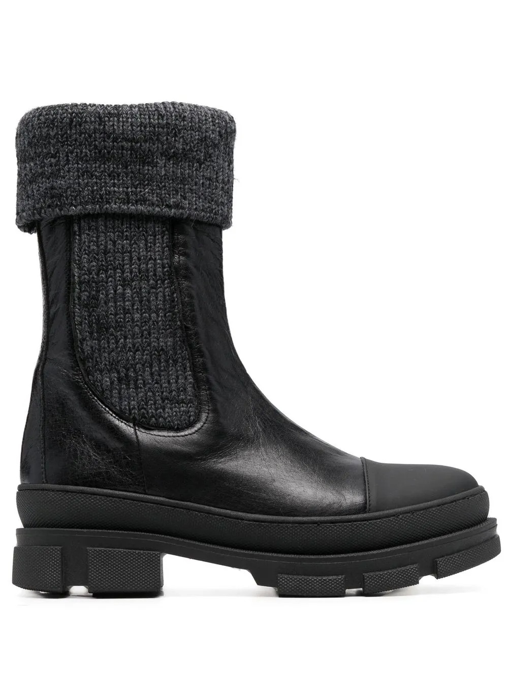 

Philosophy Di Lorenzo Serafini ribbed-knit leather ankle boots - Black