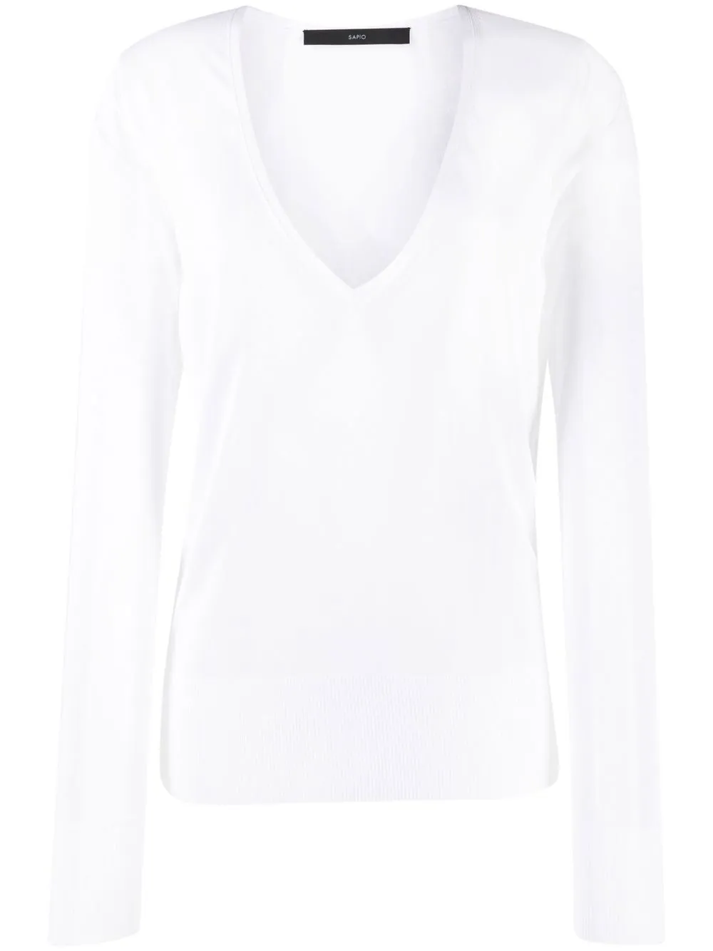 

SAPIO V-neck sheer jumper - White