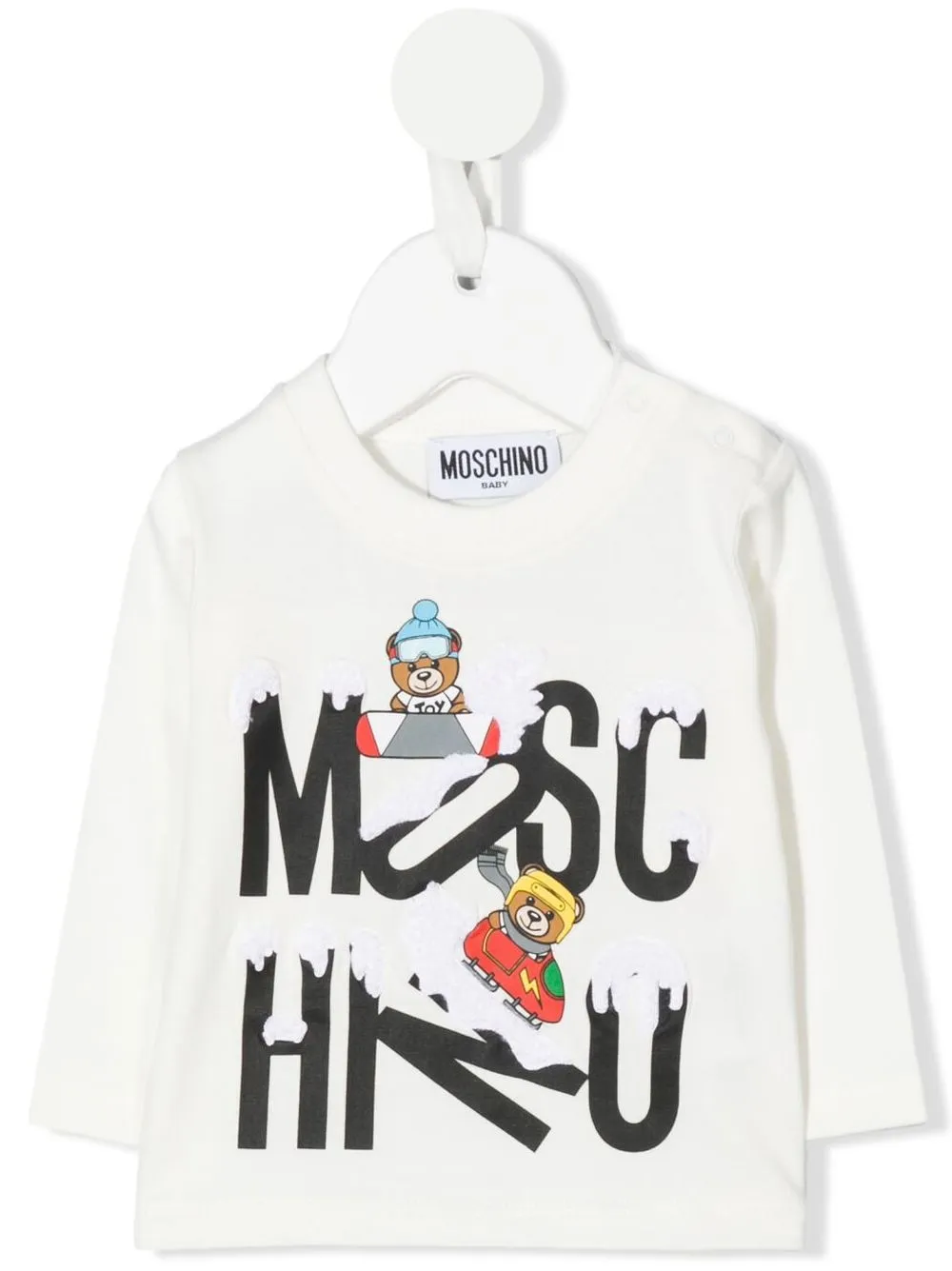 

Moschino Kids playera manga larga con logo estampado - Blanco