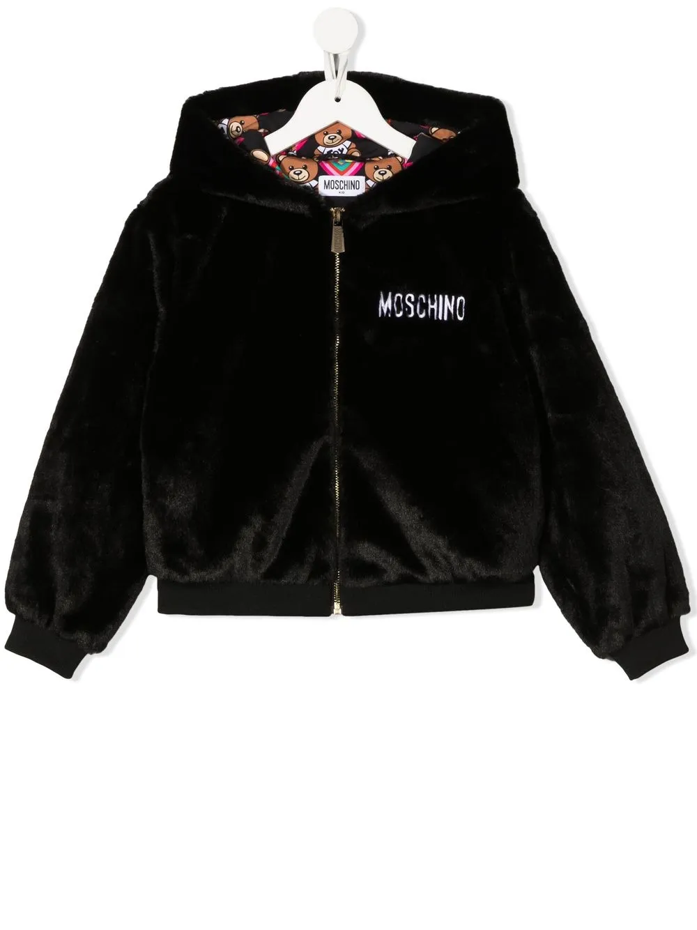 

Moschino Kids embroidered-logo detail hooded jacket - Black