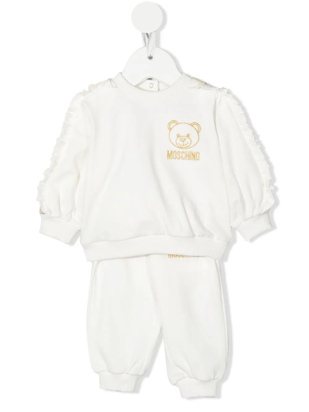 

Moschino Kids ruffled teddy-embroidered tracksuit - White