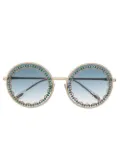 Chopard Eyewear crystal-embellished round-frame sunglasses - Gold