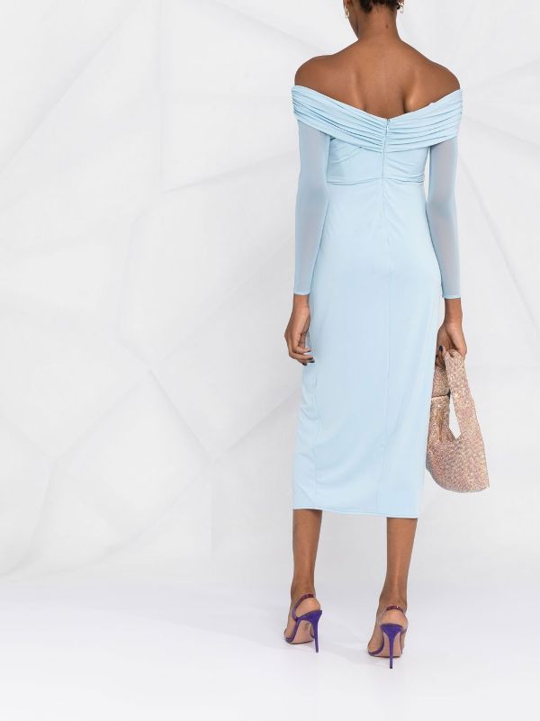 light blue bardot midi dress