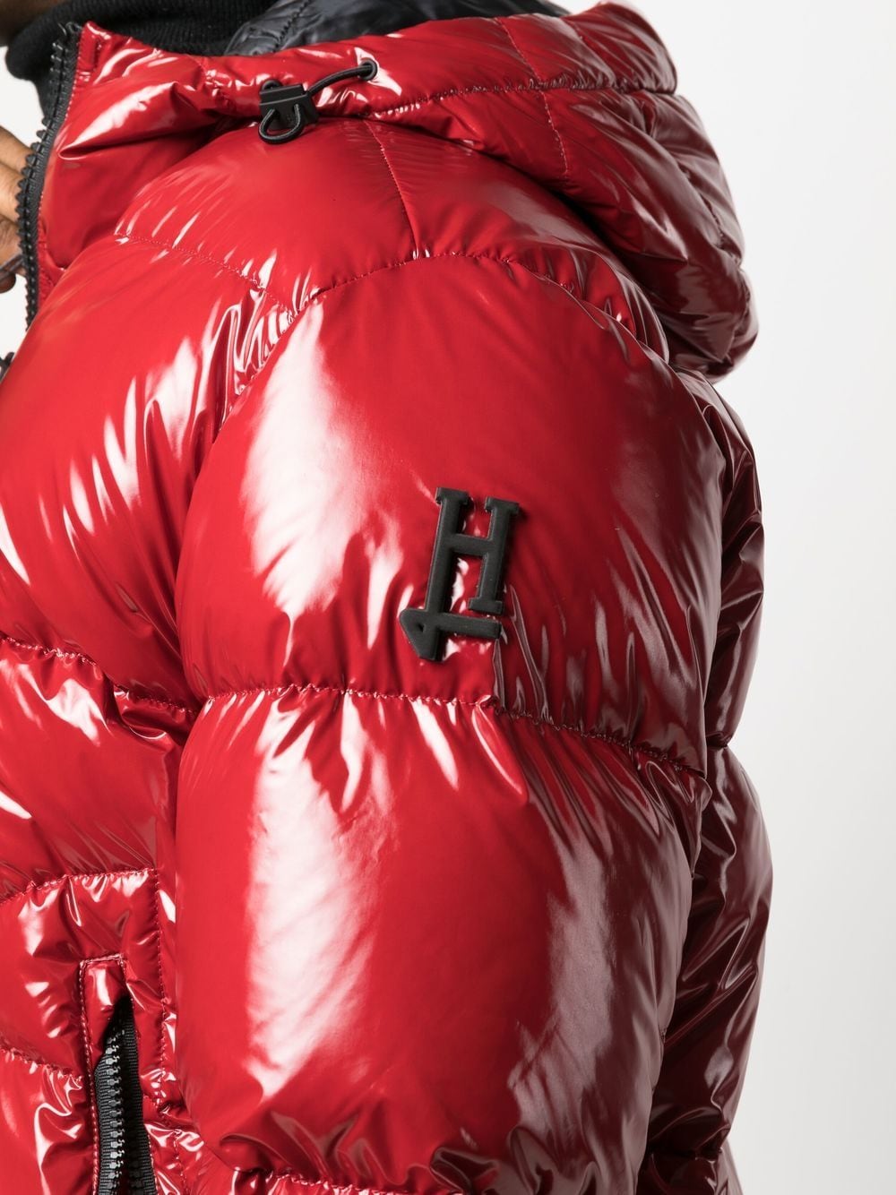 Shop Herno Logo-patch Padded Puffer Jacket In Red