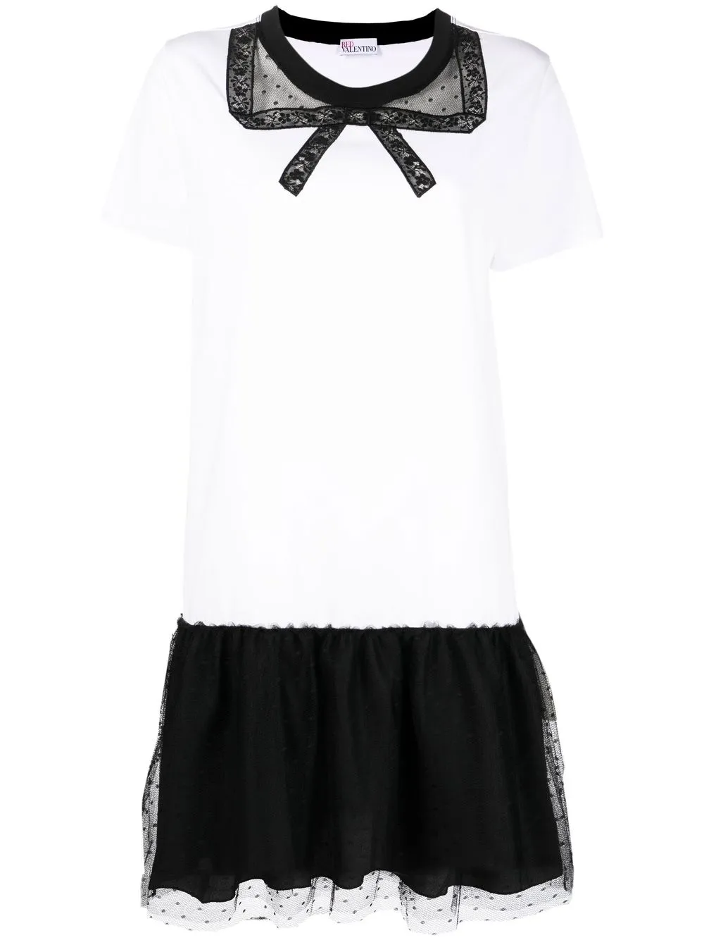 

RED Valentino vestido con panel de tul - Blanco