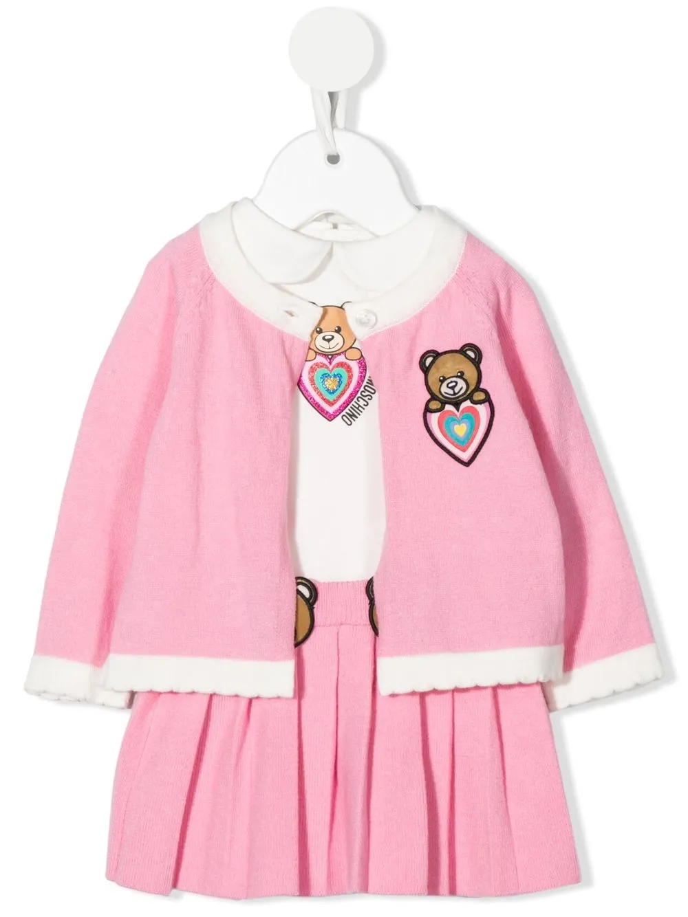 

Moschino Kids pleated-knit teddy skirt - Pink