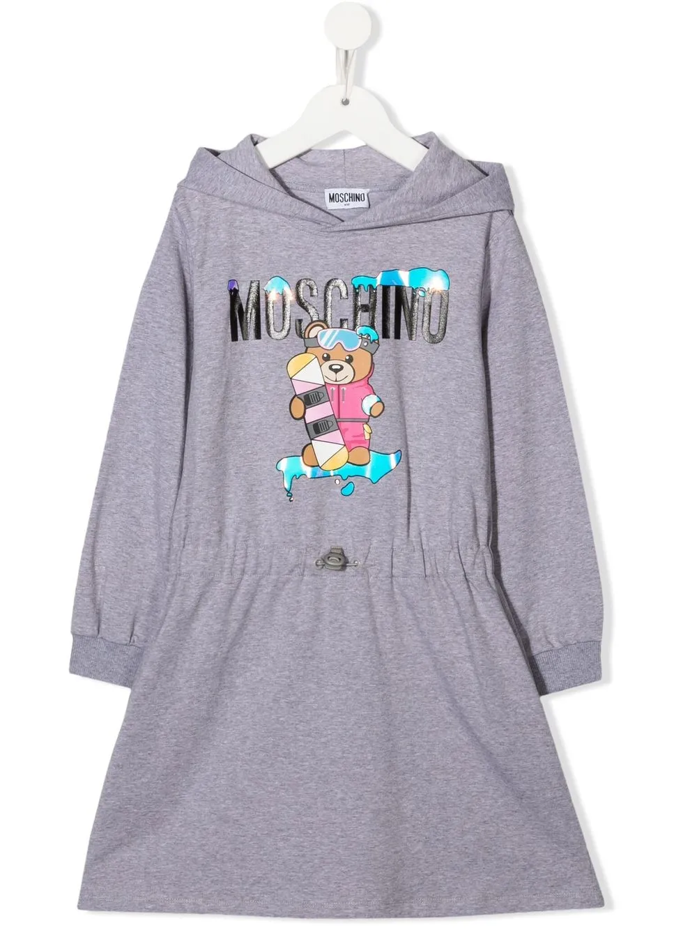 

Moschino Kids vestido con cordón en pretina y logo - Gris