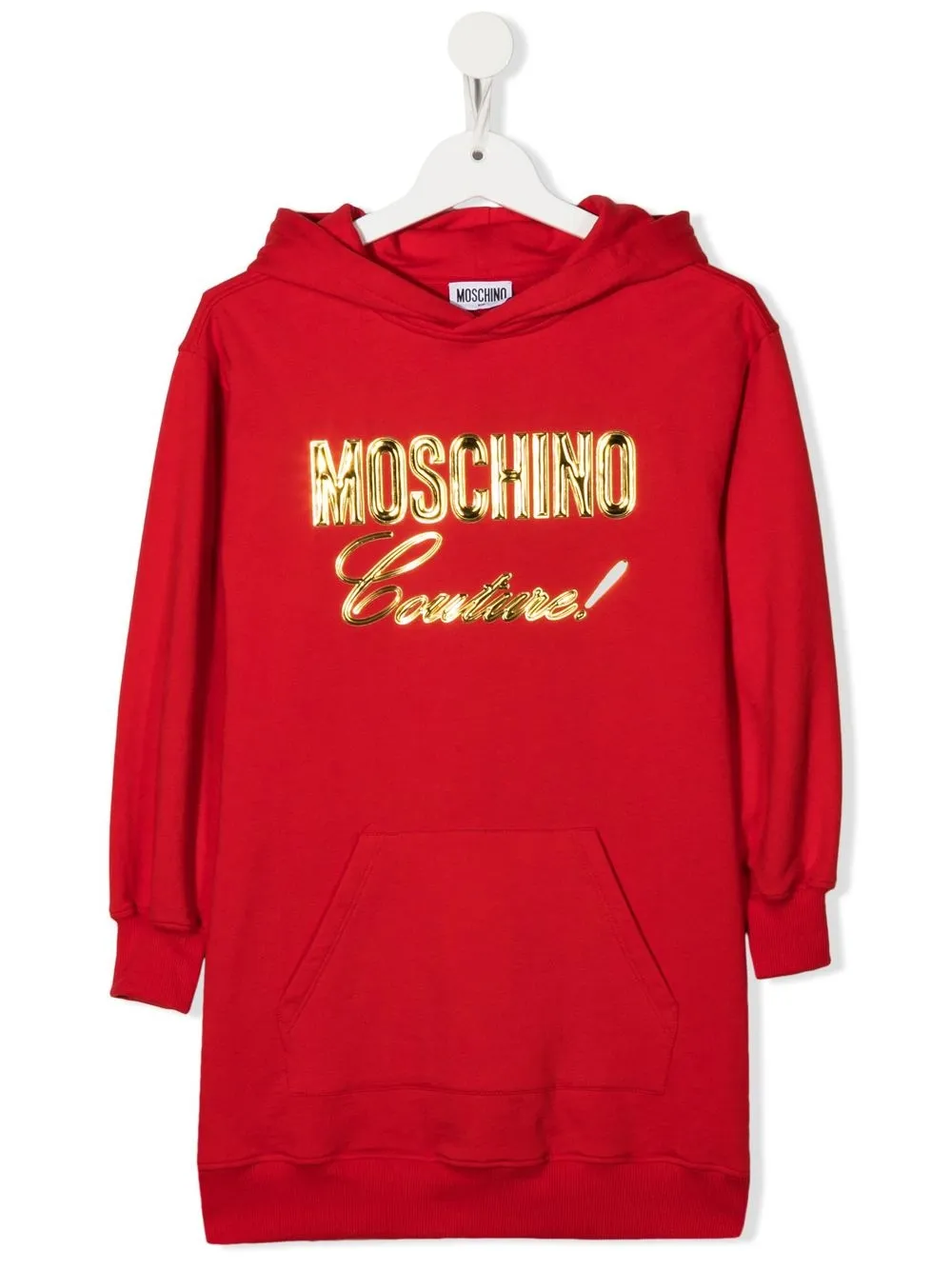 

Moschino Kids vestido tipo suéter con capucha y logo estampado - Rojo