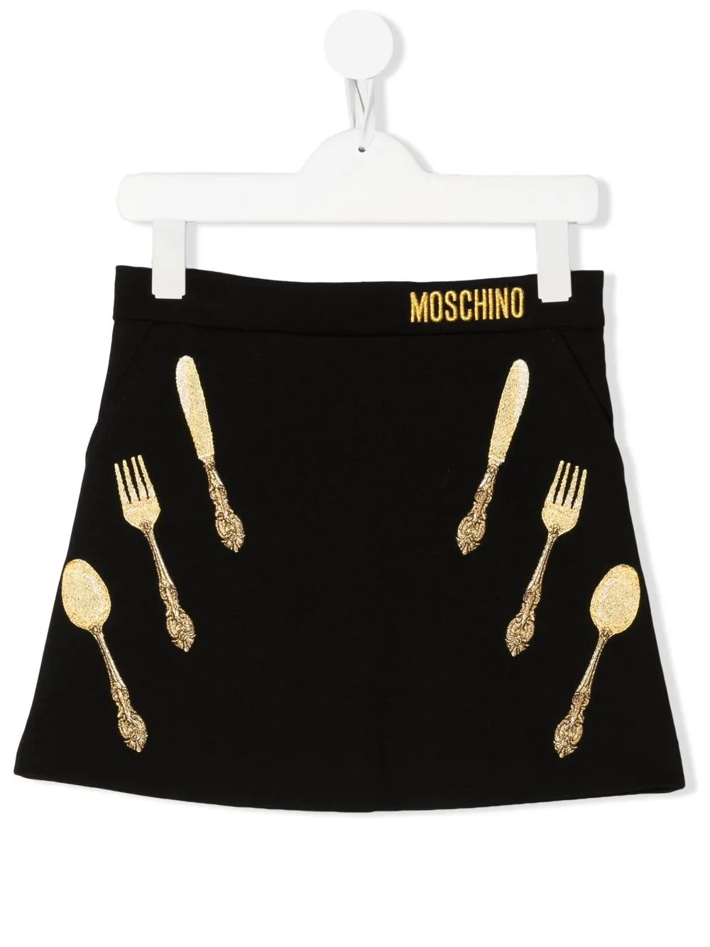 

Moschino Kids falda con estampado cubertería - Negro