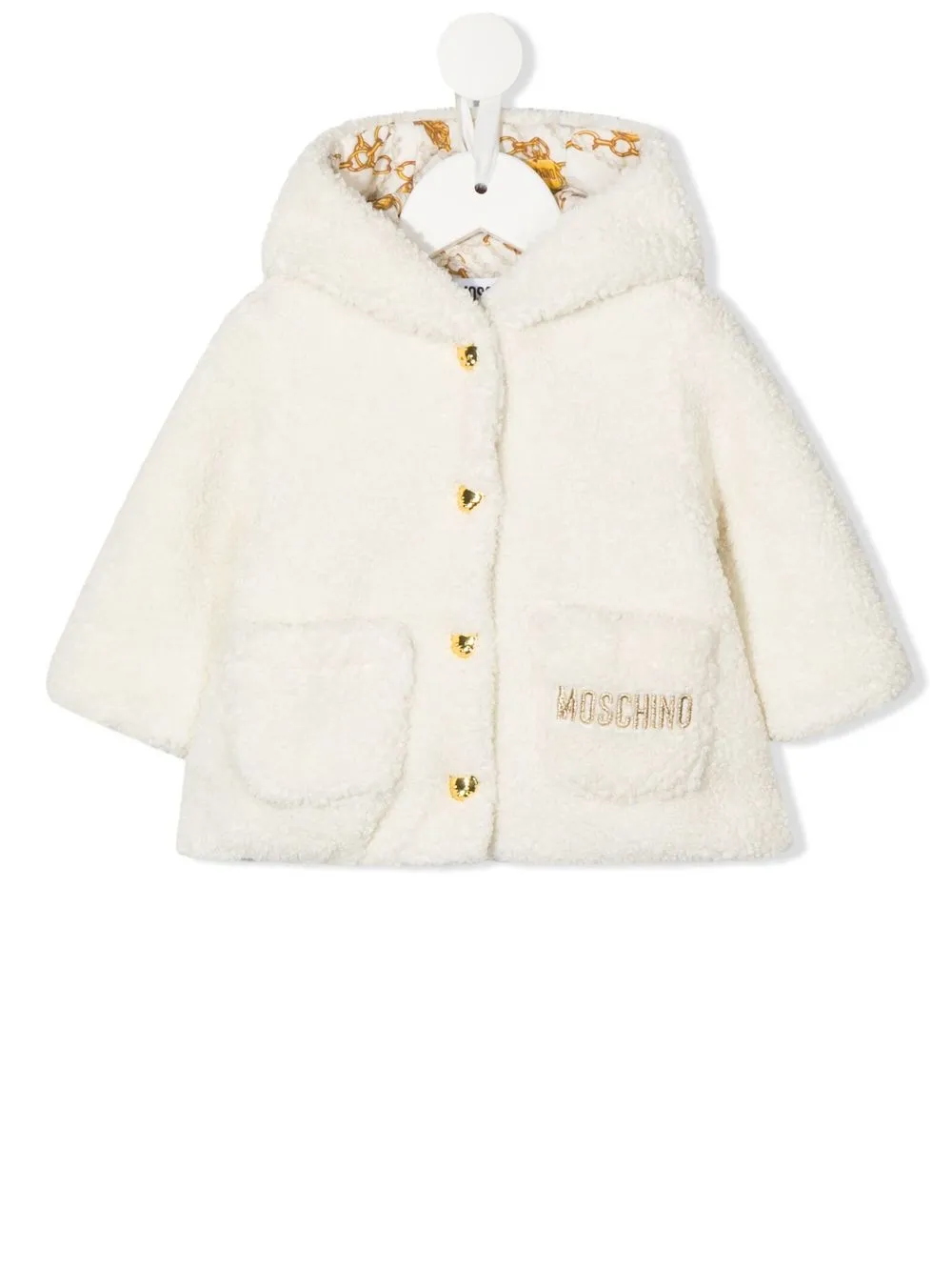 

Moschino Kids abrigo con logo bordado - Blanco