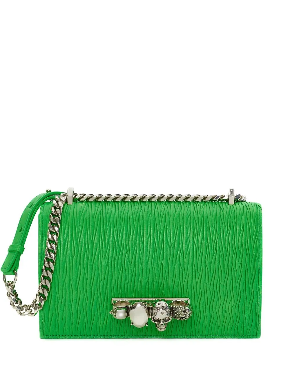 

Alexander McQueen bolsa satchel con aplique de joyas - Verde