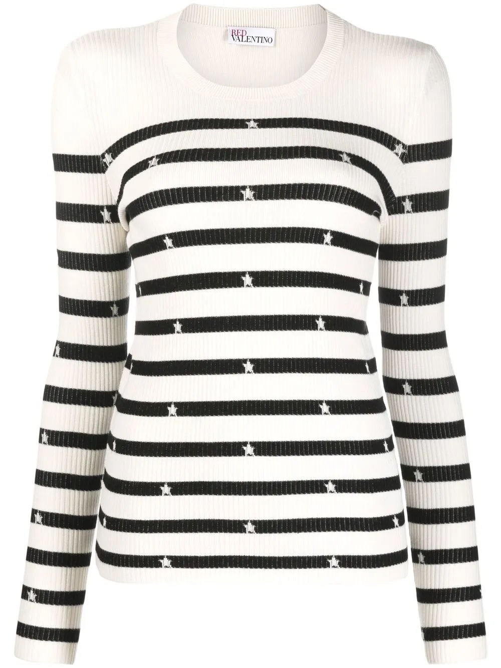 

RED Valentino suéter con rayas y estrellas estampadas - Blanco