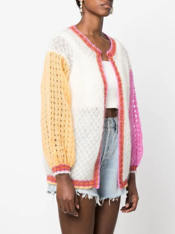 Rose Carmine crochet-knit colour-block 