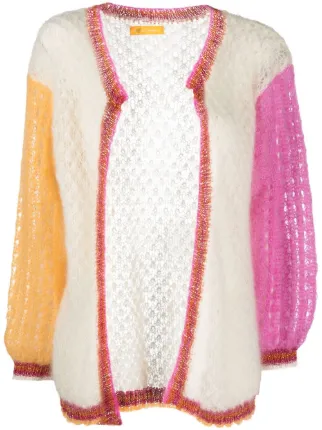 Rose Carmine crochet-knit colour-block 