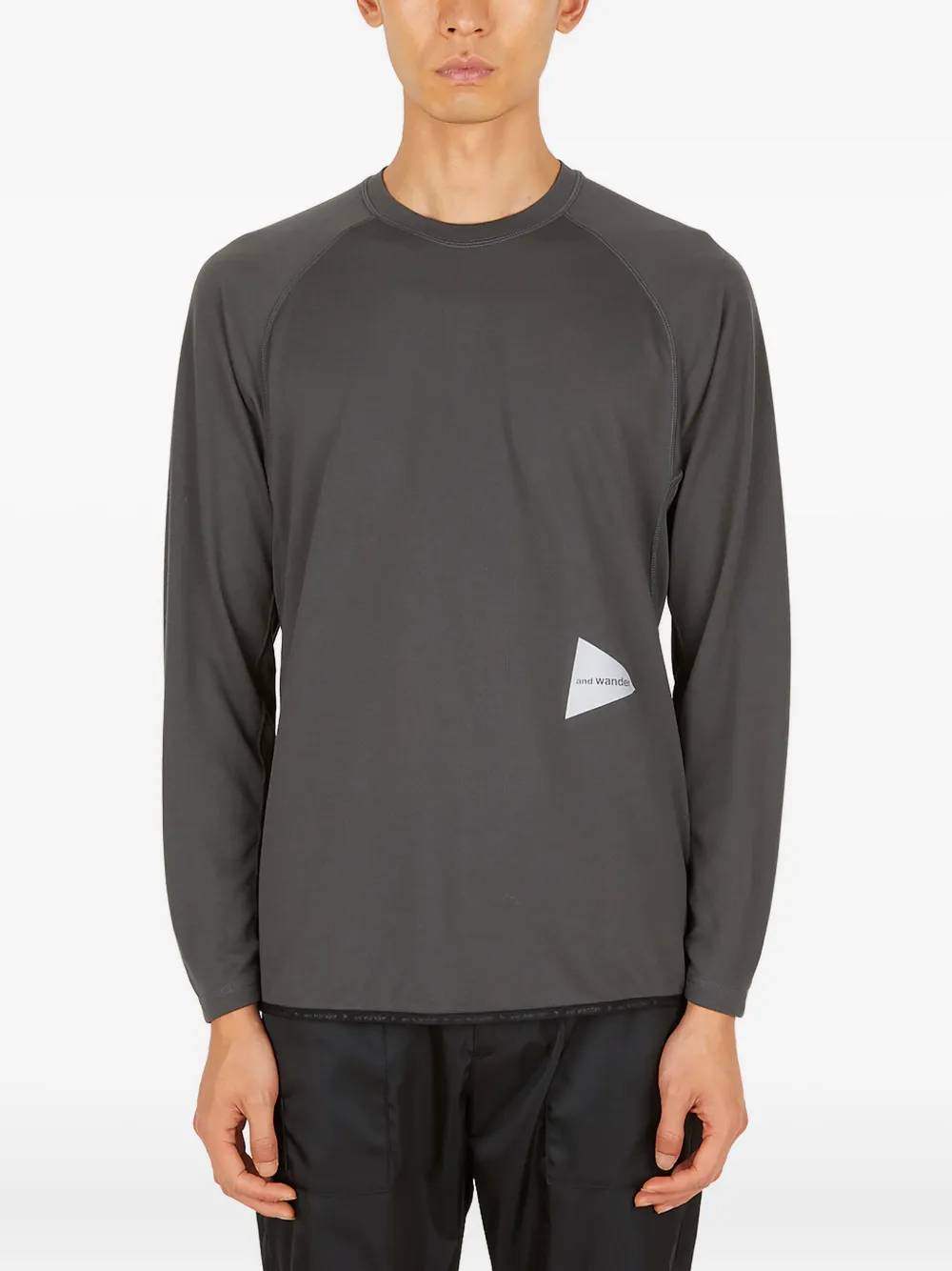 and Wander logo-print raglan-sleeve T-shirt | Grey | Image 1