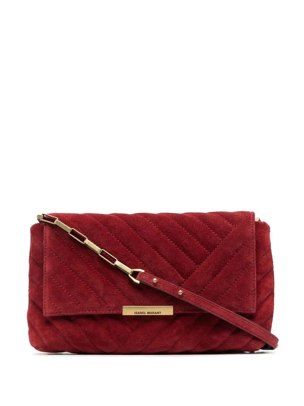 

Isabel Marant engraved-logo suede shoulder bag - Red