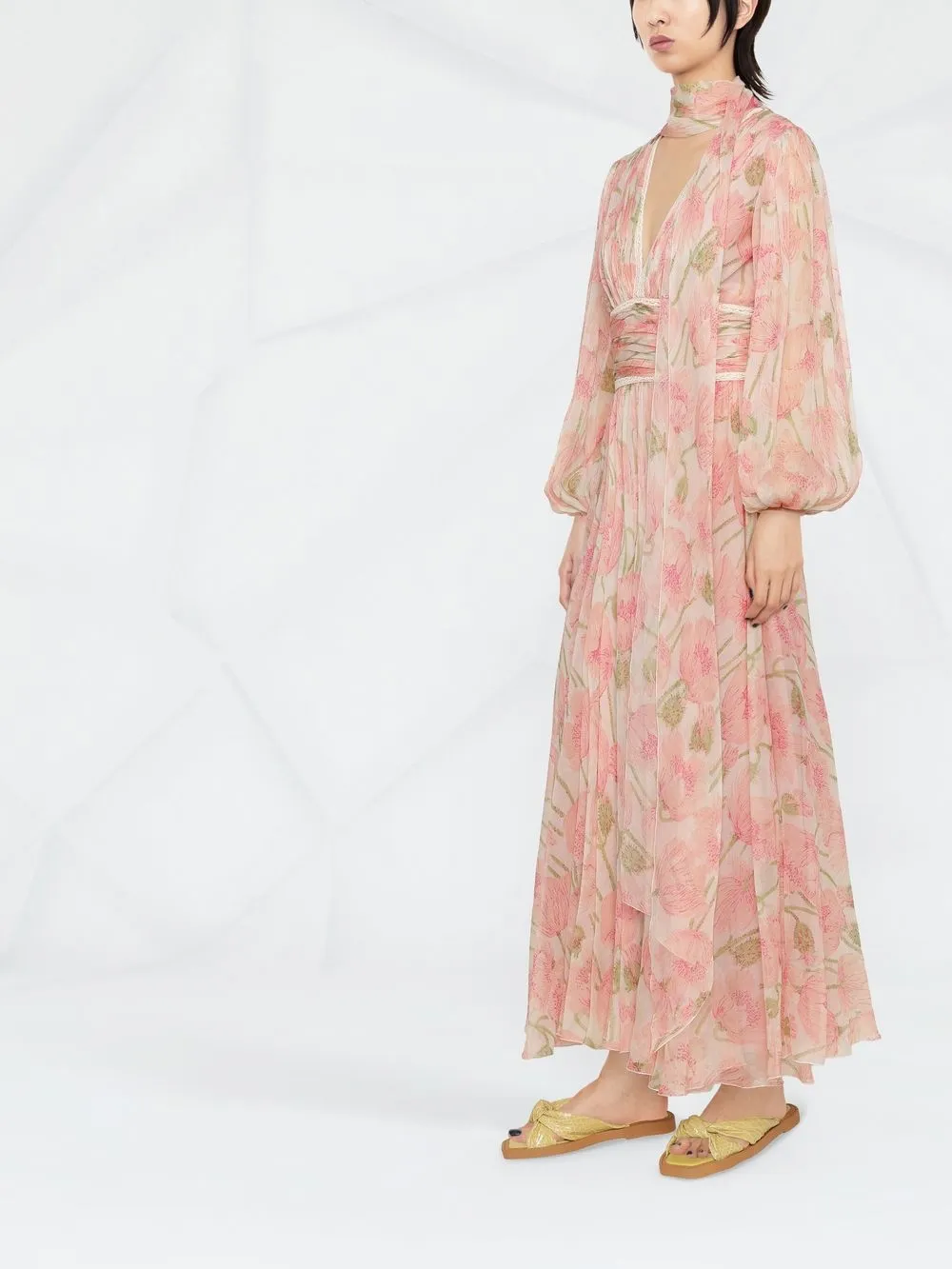  Luisa Beccaria Kleid Mit Blumen Print   Rosa 
