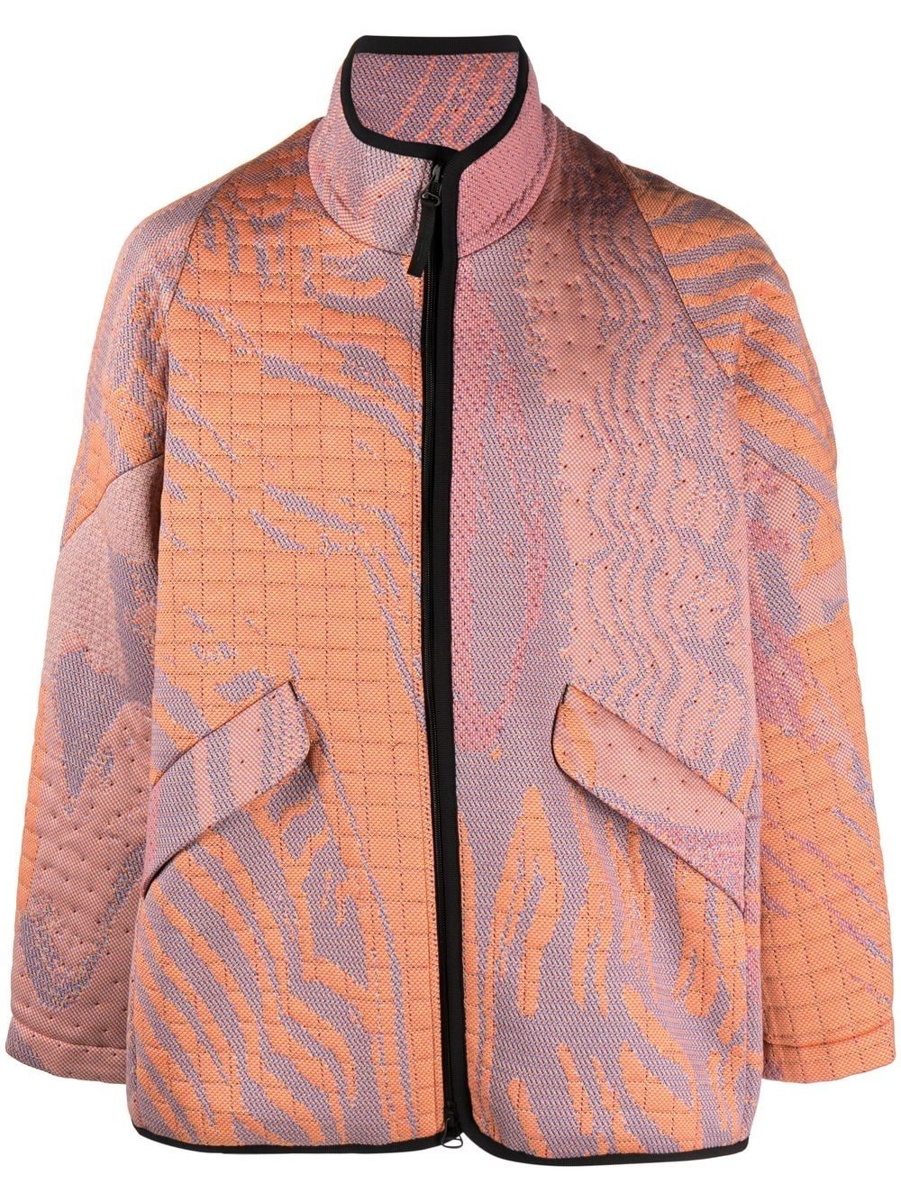 jacquard-pattern zip-up jacket