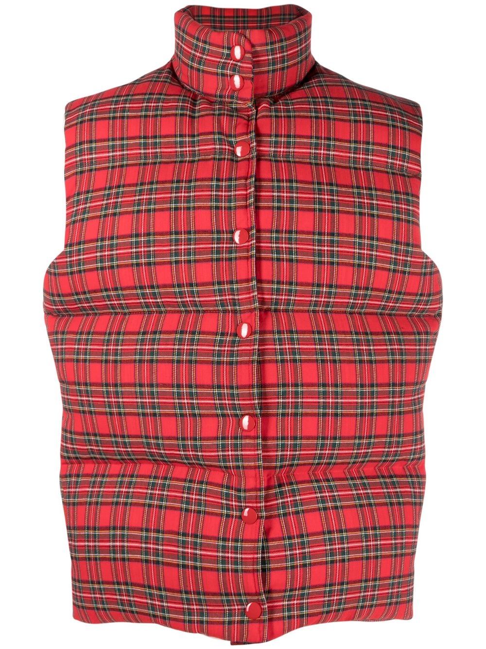 Erl Red Plaid Pattern Padded Vest